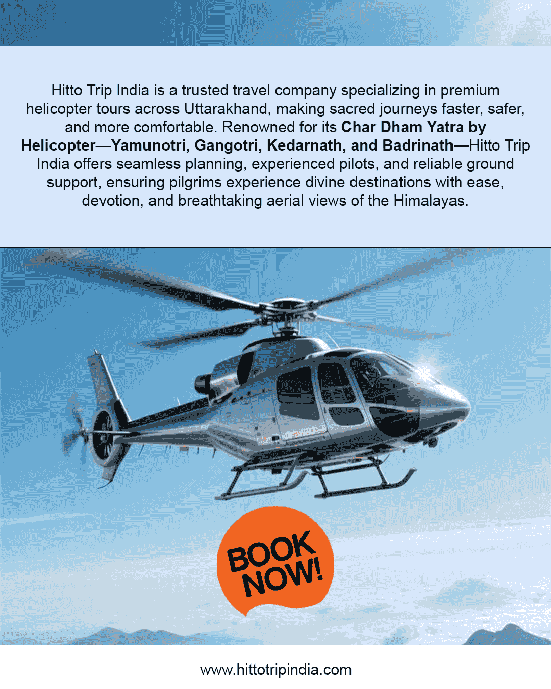 Bookings open for Helicopter Tours